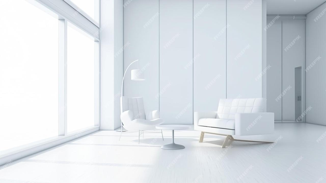Premium Photo | Minimalist interior design with lounge chairs Minimalist lounge interior design