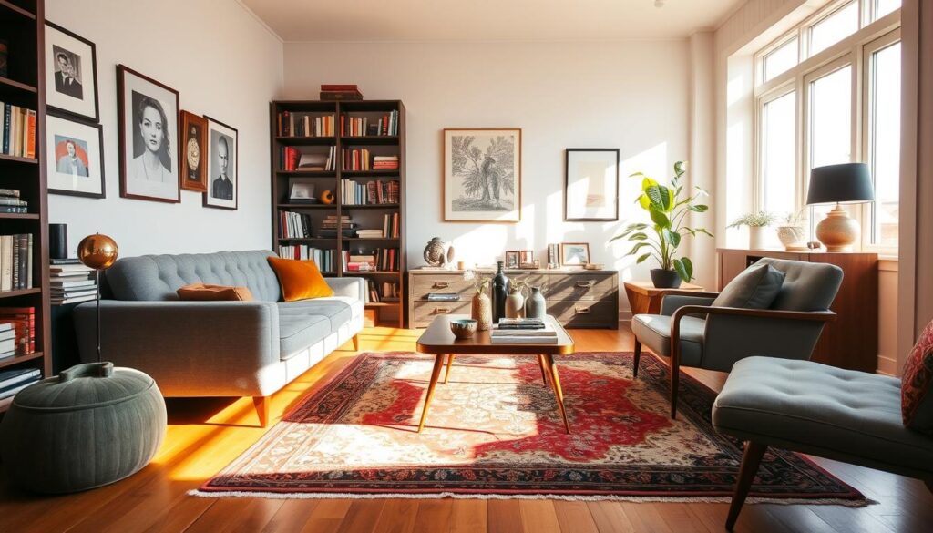 Modern living room with vintage elements