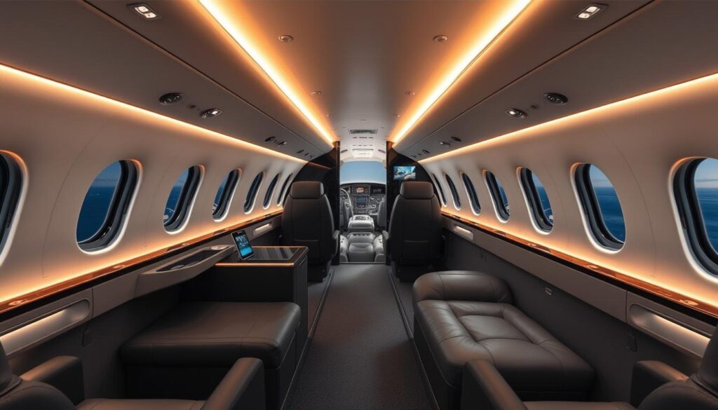 custom luxury jet interiors with smart lighting