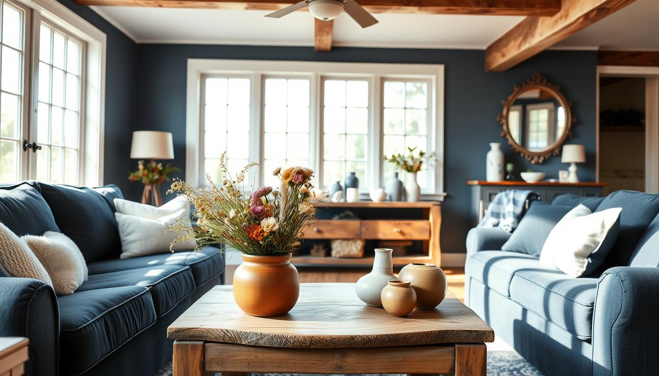 navy farmhouse interior design