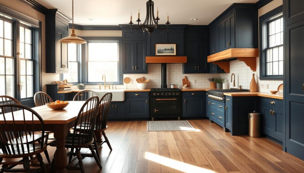 navy farmhouse kitchen design