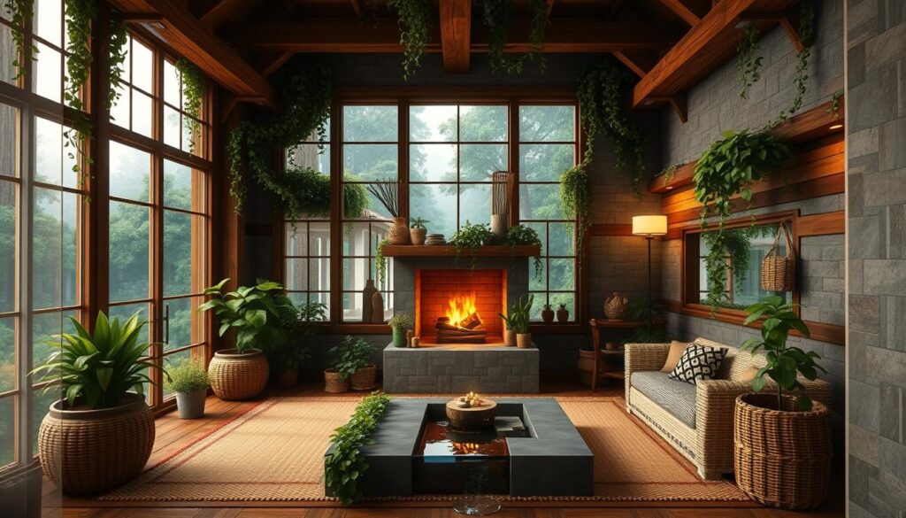 Minecraft interior design with natural elements